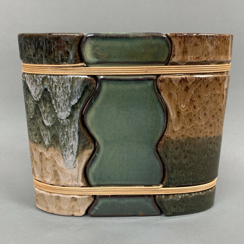 Brown Green Multi-color Vase 8 1/4 High x 2 x 9 1/8‎ Wide